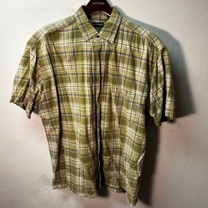 Green plaid short sleeve camp shirt - XL.